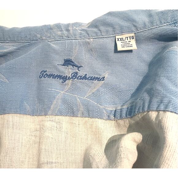 Tommy Bahama 100% Silk Hawaiin Short Sleeve Button Up Blue Shirt XXL - Picture 4 of 10